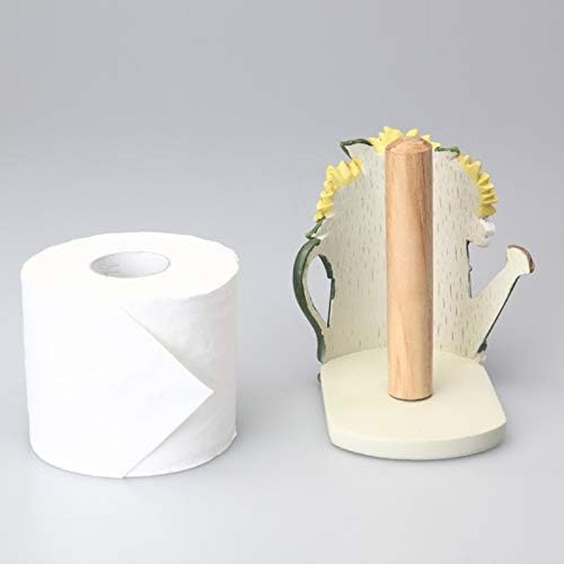Paper Towel Holder with Sunflower Flower Decor, Resin Crafts Display for Kitchen Cafe Western Restaurant Cake Shop Dessert Shop.