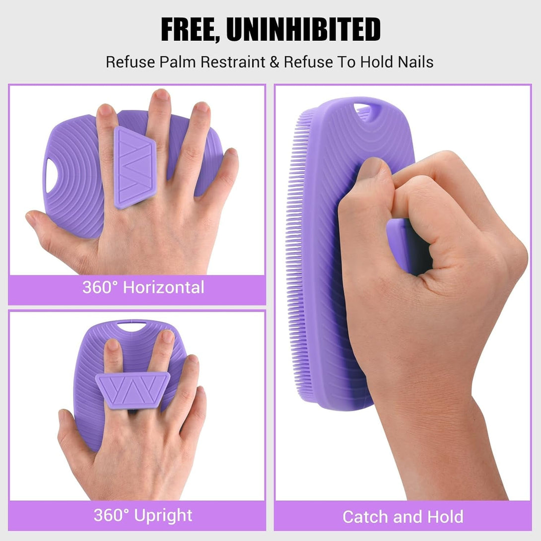Silicone Body Scrubber - Zinc Infused - Highly Elastic Bristles - Exfoliating Body Scrubber for Cellulite Reduction,Blood Circulation,Massage for Flawless Skin - Purple
