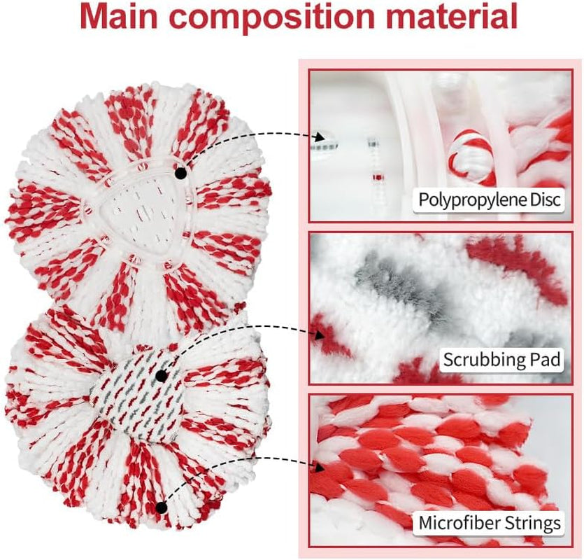 4-Pack Mop Replacement Heads Compatible with Ocedar Easywring 1-Tank Spin System, up 40% More Cleaning Power Mop Replace Head, Microfiber and Machine Washable Deep Cleaning Mop Refills (Red)