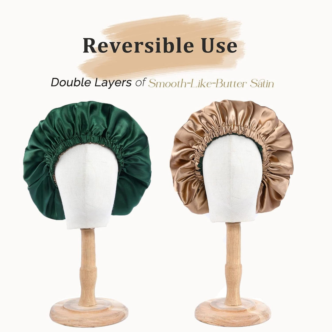 YANIBEST Double Layer Satin Bonnet Silk Bonnet Adjustable Hair Bonnet for Sleeping Bonnets for Women Curly Natural Hair Mom