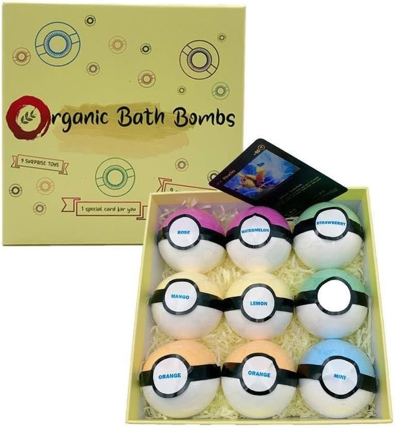 Bath Bombs for Kids - 9 Pack Organic Bath Fizzes with Essential Oils, Natural Ingredients, Soothing Aromatherapy, Great Gift for Boys and Girls, Fun Bath Toy, 3.5 OZ