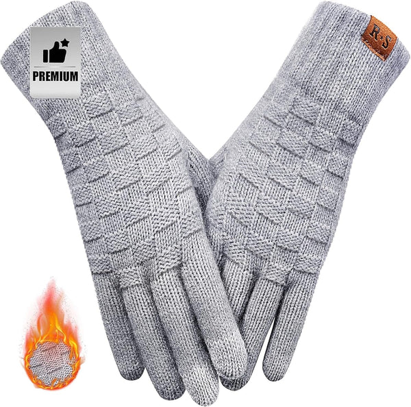 REACH STAR Winter Gloves for Women-Upgraded Touch Screen Elastic Thermal Knit Lining Warm Gloves for Cold Weather
