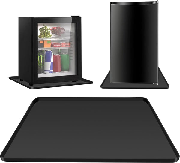 Mini Fridge Silicone Drip Mat with Raised Edges, 23.6" X 23.6" X 0.8" Silicone Floor Protectors for Mini Refrigerator Freezer, Wine Cabinet, Dishwashers, Dryers and Other Appliances (Black)