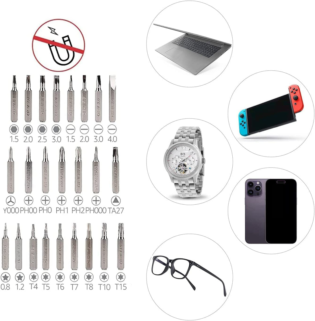 Amazon Basics Magnetic Ratcheting Wrench and Electronics Precision Screwdriver Set, 73 Count (Pack of 1), Black/Red/Silver