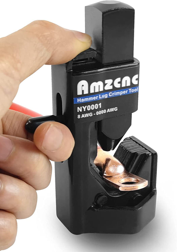 AMZCNC Hammer Lug Crimper Tool - 0000 AWG Battery and Welding Cables( 8 AWG to 4/0 Wire Gauge)