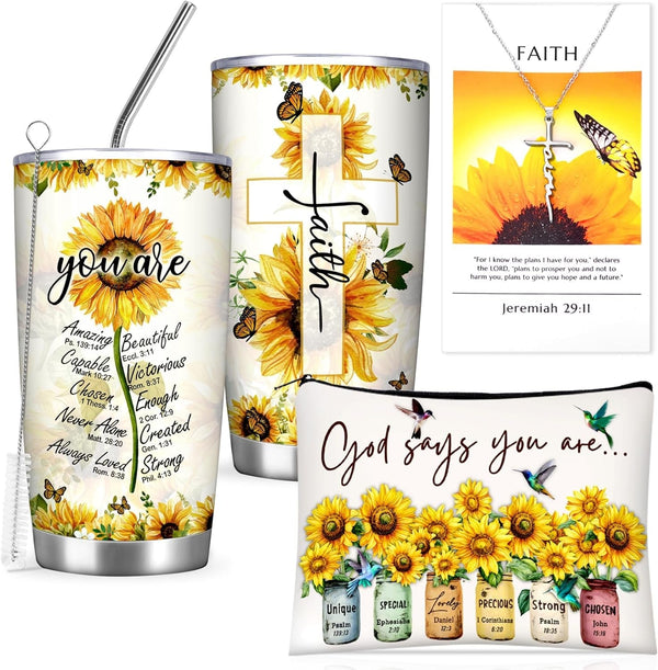 Christian Gifts for Women Faith, Sunflower Birthday Gifts for Women, Inspirational, Religious, Faith, Get Well Soon, Gifts for Mom, Wife, Friend, Sister, Mathers Grandma- Gifts Box