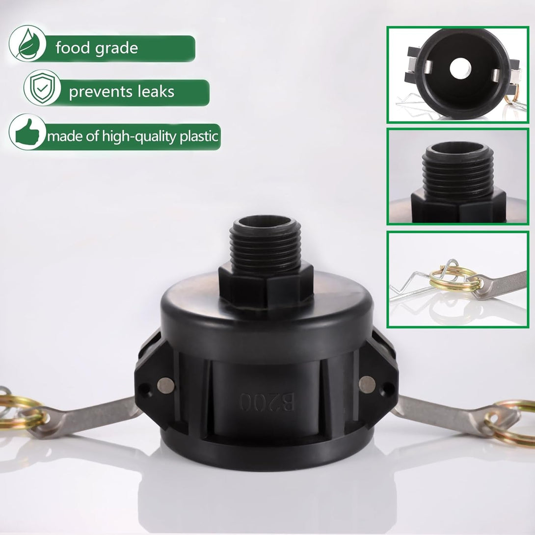275 330 Gallon IBC Tote Adapter, Tank Drain Adapter for Garden Hose，Ibc Tote Fittings，2 Inch Camlock Fittings to 3/4 Inch Male，1 Pack