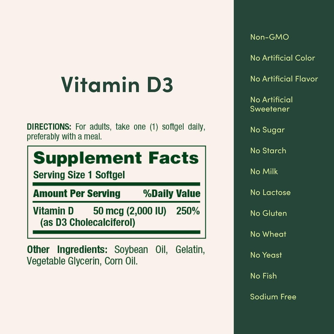 Nature'S Bounty Vitamin D, Immune Support, Vitamin Supplement, 2000 IU, 50 Mcg, Softgels, 350 Ct