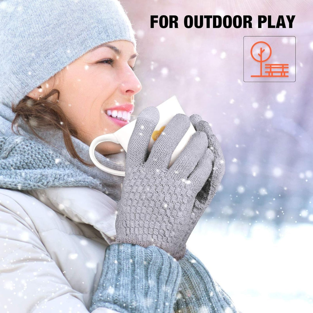 Geyoga 2 Pairs Women'S Winter Touch Screen Gloves Soft Warm Fleece Lined Knit Elastic Cuff Winter Texting Gloves