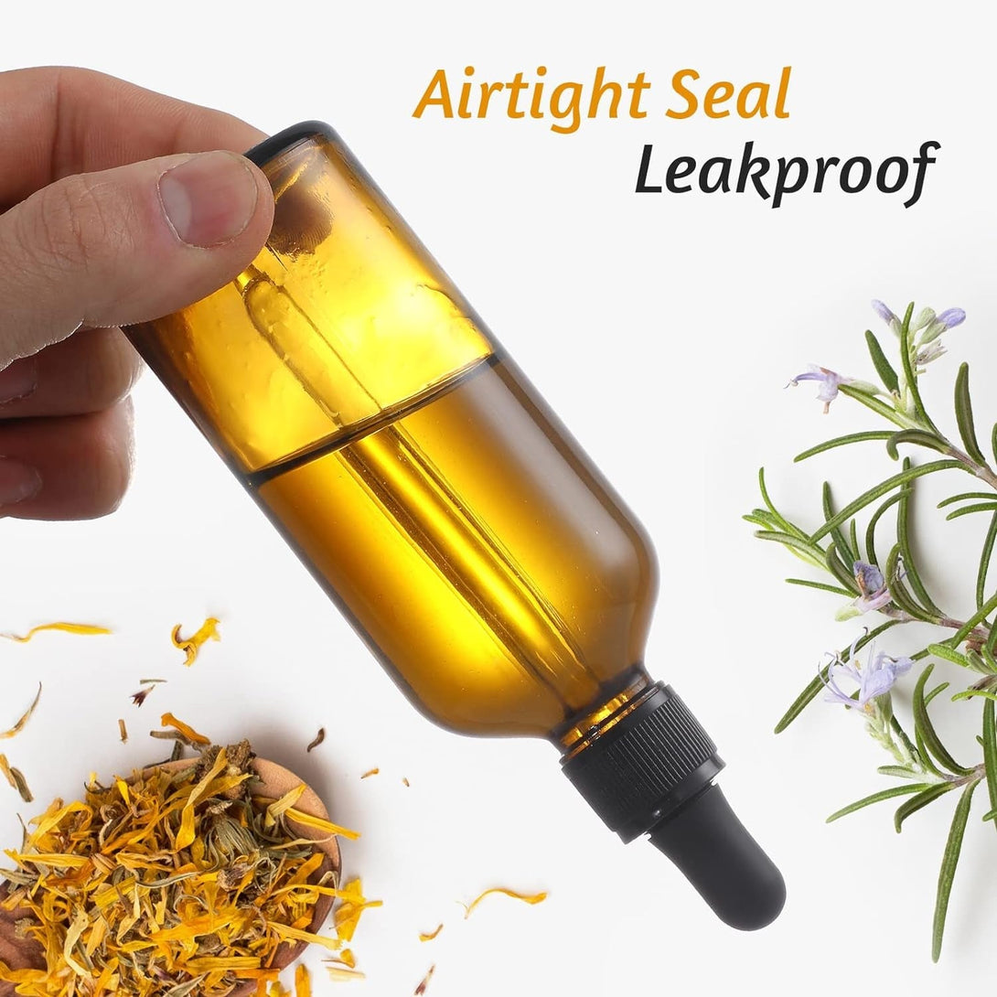 4 Pack, 100Ml Dropper Bottles with 2Pcs Glass Pipettes(1Ml) - Essential Oils Bottles for Health, Personal Care & Beauty - 3.4Oz Thick Dark Amber Glass Tincture Bottles with Eye Droppers, Leakproof