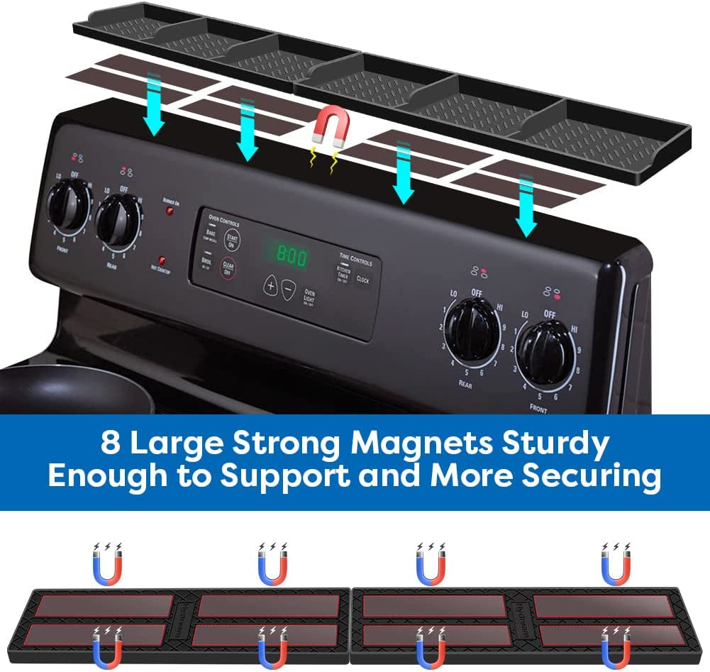 Hydream Stove Top for Silicone Shelf,30 Inch Magnetic Shelf over the Stove Spice Rack,Kitchen Shelf for above Stovetop Organizer Magnet Flat Back of Stove Storage Suctioned for the Stove-Black