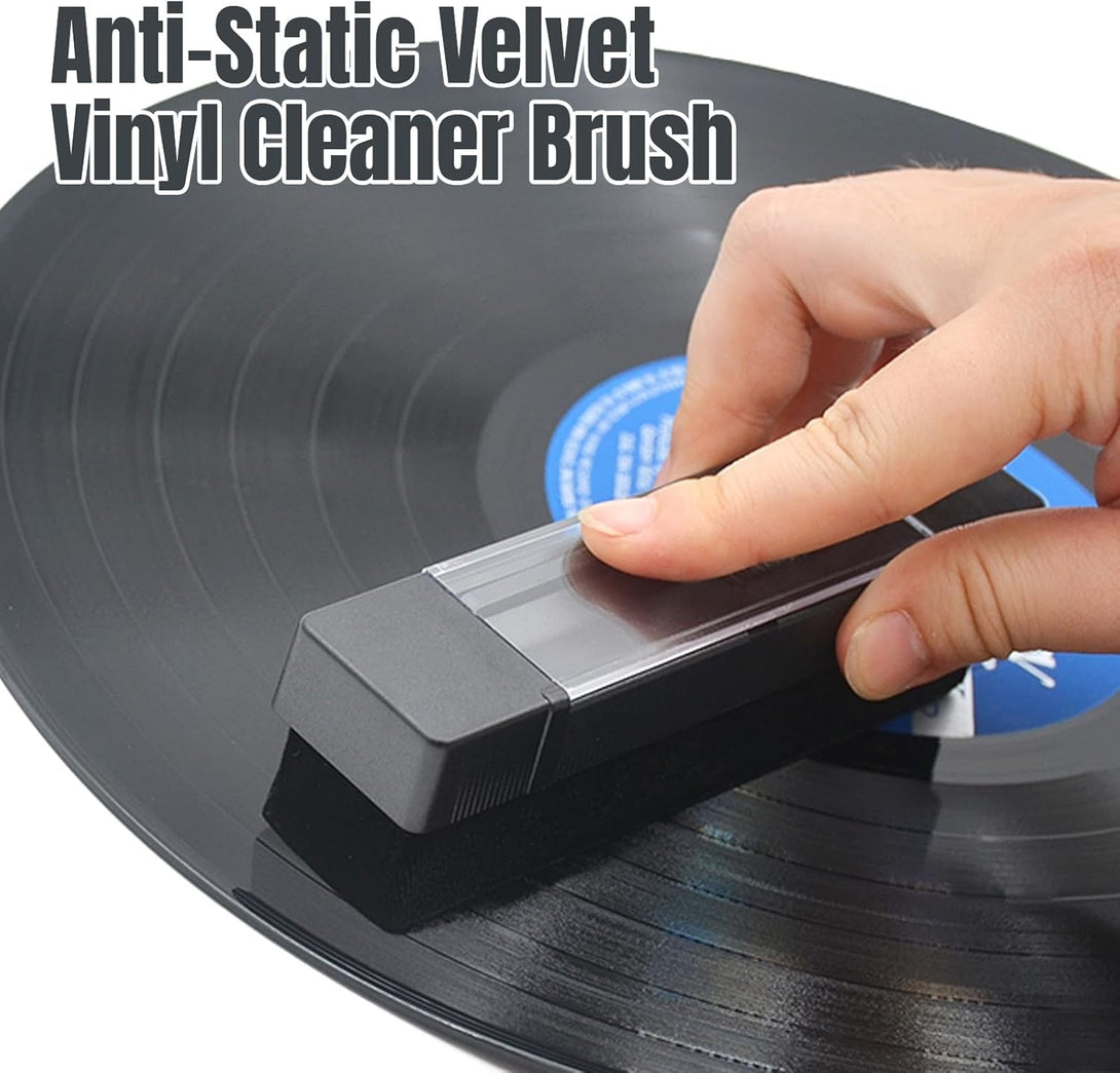 Sdroceryam Vinyl Record Cleaning Kit 3-In-1 Turntable Records Cleaner Anti-Static LP Velvet Record Cleaner Brush Stylus Brush for Record Player Turntable, Style A