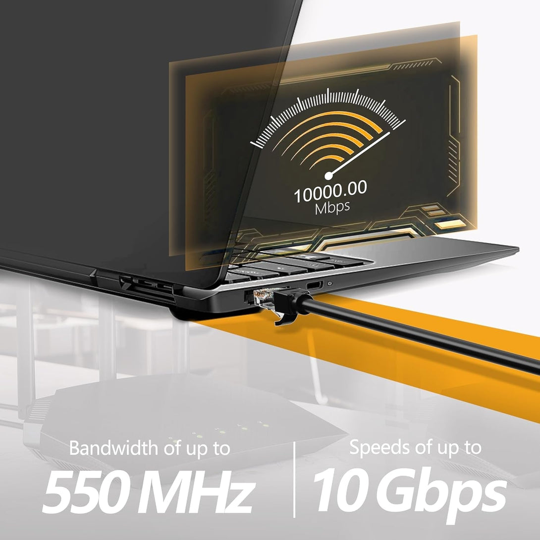 50 Ft Ethernet Cable for Cat5E/Cat6, 10Gbps 24AWG Cat6 Network Cable, Direct Burial Cable, UTP, LLDPE, RJ45 Patch LAN Cord, Waterproof, Indoor&Outdoor, Cat 5E Internet Cable in Black for PC