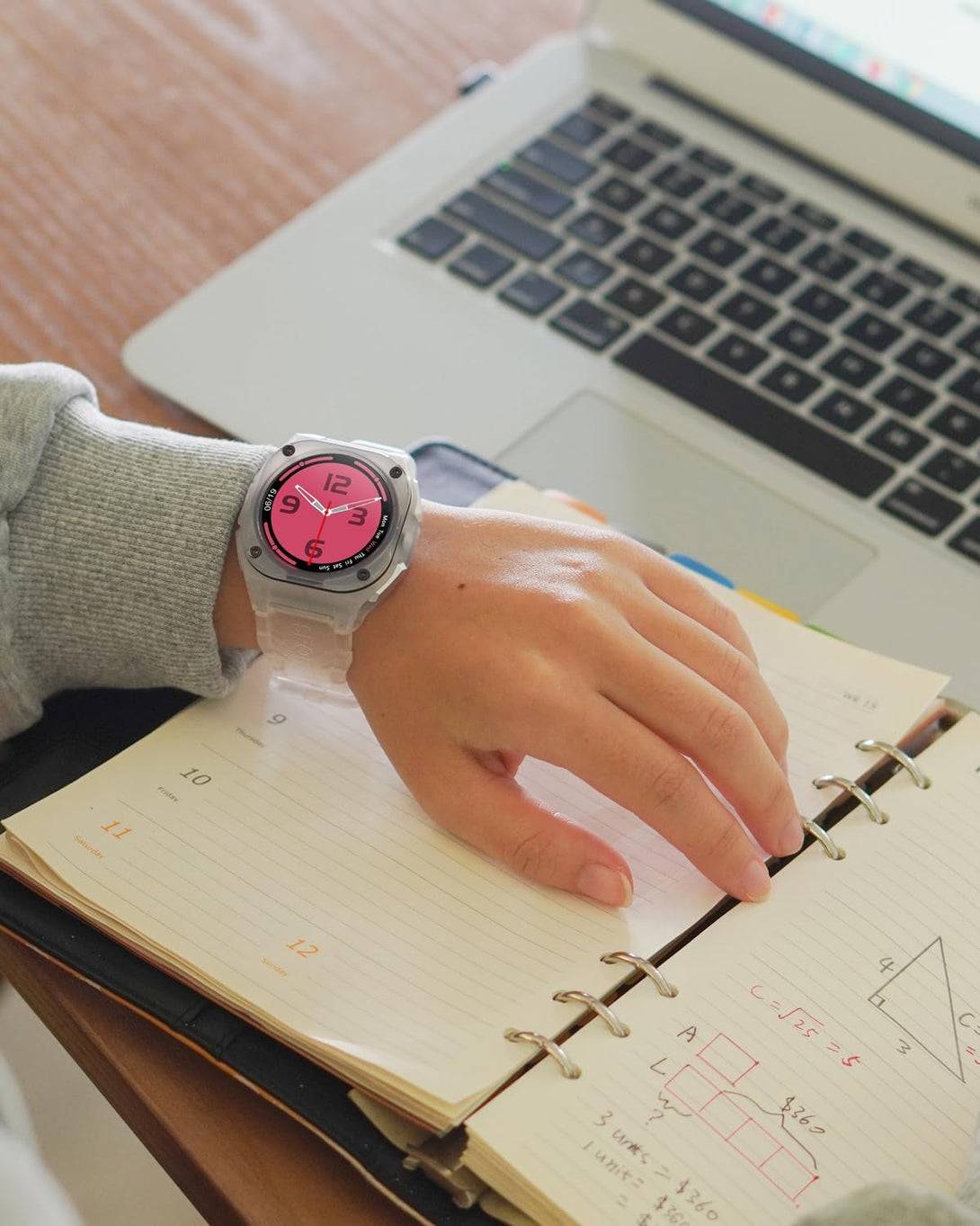 Easfone B3 Sport Smart Watch, 1.28" AMOLED Fitness Watch with Heart Rate/Sleep/Ip68 Waterproof/120+ Sports Modes, Pedometer, Sport Smart Watch for Android Ios (Transparent White)