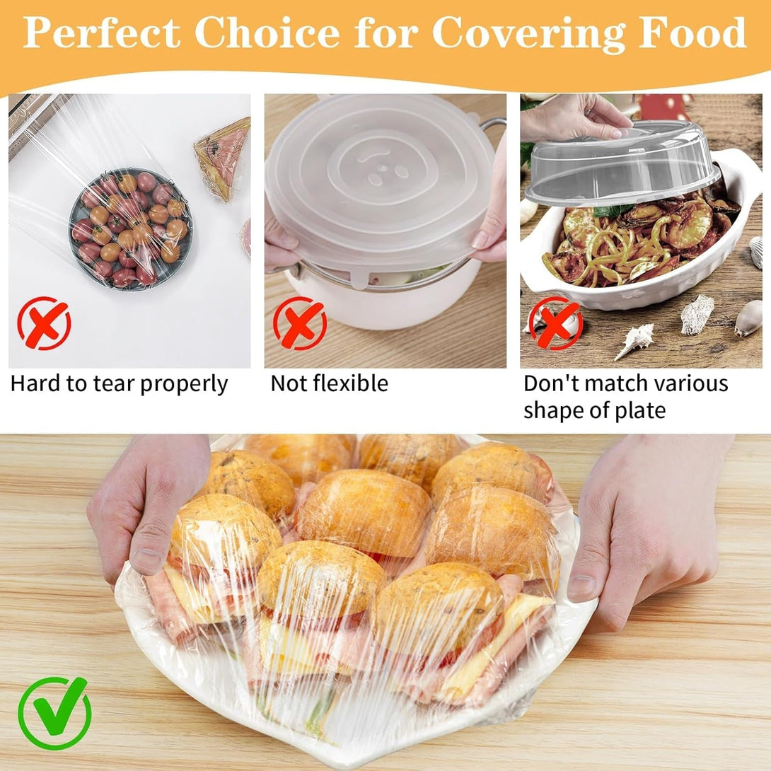 200 Pcs Bowl Covers for Bread Proofing, Plastic Shower Caps for Sourdough Bread, Food Covers Stretch Reusable Elastic, Keep Food Fresh and Dust Away