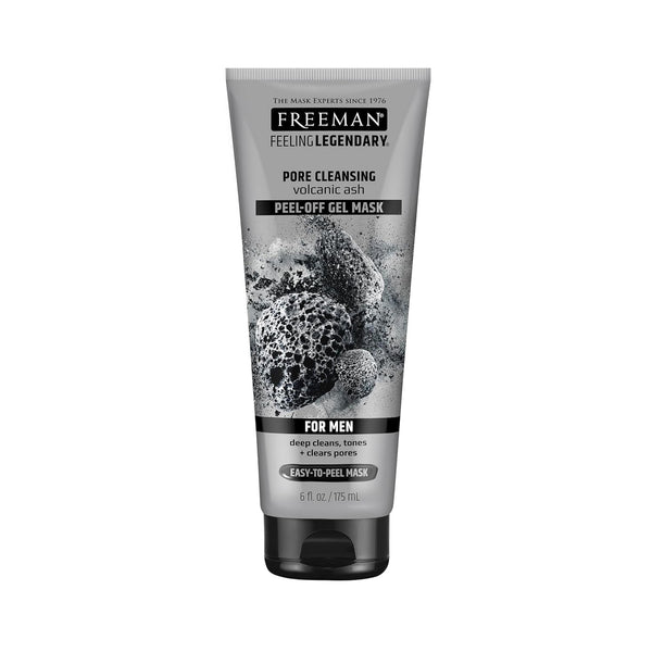 FREEMAN Pore Clearing Volcanic Ash Peel-Off Gel Facial Mask, Deep Cleansing, Removes Dirt from Pores, Not Over-Drying, Easy-To-Use, for Men, 6 Fl.Oz./175 Ml Tube