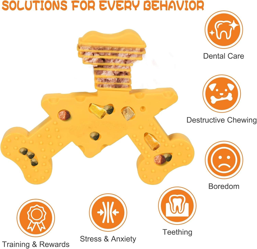 2Pcs Silicone Dog Lick Mat & Nylon Cheese Flavor Dog Chew Toys, Pet Slow Feeder Licking Mat for Butter Yogurt Peanut, Anxiety Relief Pet Supplies for Puppy Cat Kitten