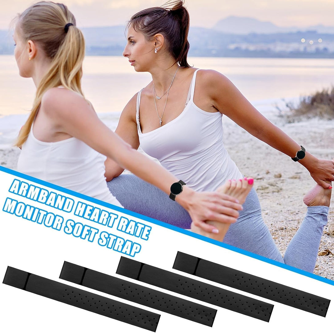 Oudain 4 Pcs Replacement Heart Rate Monitor Band, Soft Heart Rate Armband Strap, Theory Fitness Adjustable(0.8 X 14.2 Inch,Black)