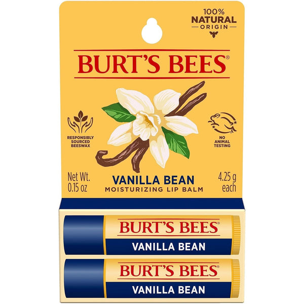 Burt'S Bees Lip Balm - Vanilla Bean, Lip Moisturizer with Responsibly Sourced Beeswax, Tint-Free, Natural Origin Conditioning Treatment, 2 Tubes, 0.15 Oz.