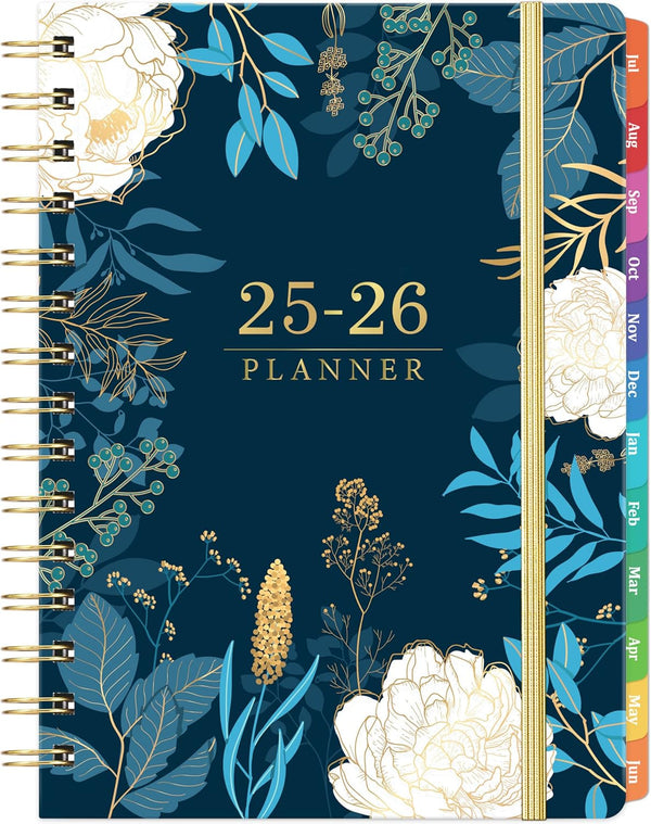 2025-2026 Planner - Academic Planner 2025-2026, July 2025 - June 2026, Weekly & Monthly Planner, 6.4" X 8.5", Colorful Tabs, Back Pocket, Holidays, Thick Paper, Twin-Wire Binding