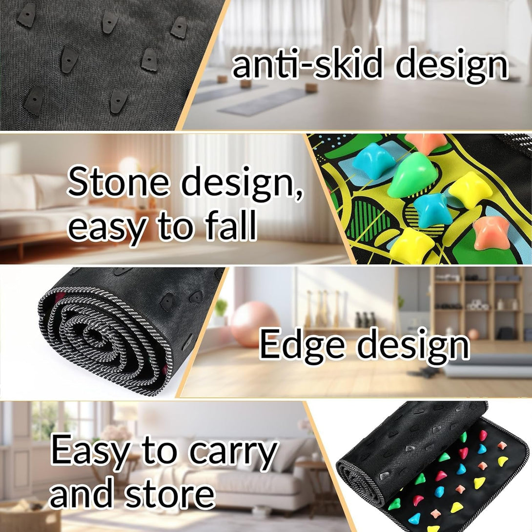 Foot Massage Mat Reflexology Walk Stone Road Foot Massage Acupoint Mat for Acupressure Relaxes Relieves Body Foot Leg Pain and Fatigue