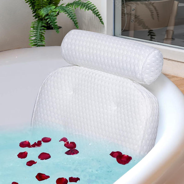 Bath Pillow for Bathtub Support Neck,Head and Back with Non-Slip Suction Cups and Comfortabl 4D Airenmesh Bathtub Pillow for Women & Men