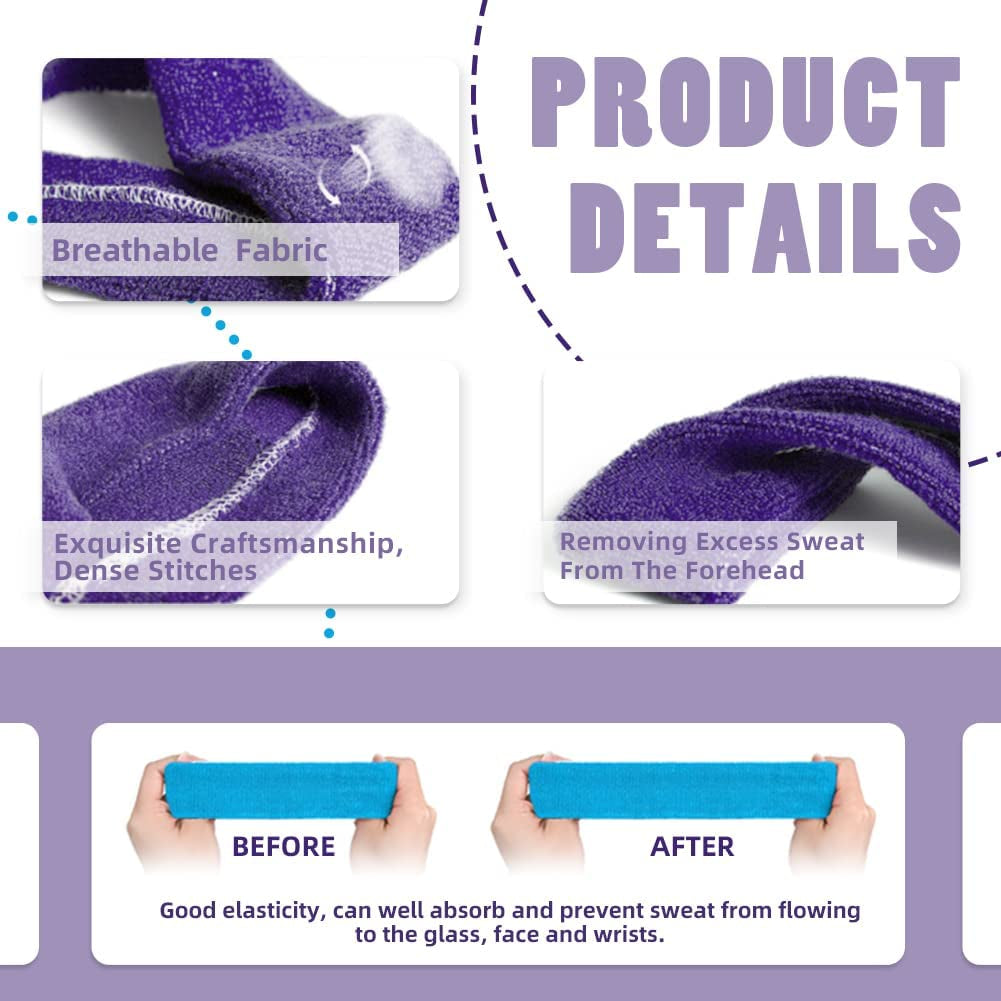 3 Pack Men & Women Sweatband Headband Terry Cloth Moisture Wicking for Sports Tennis Gym Work Out