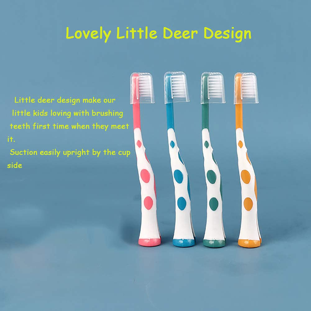 8 Packs Kids Toothbrushes, Extra Soft Lovely Little Deer Toothbrush for Kids 2-8 Years (Pink&Orange&Blue&Green)