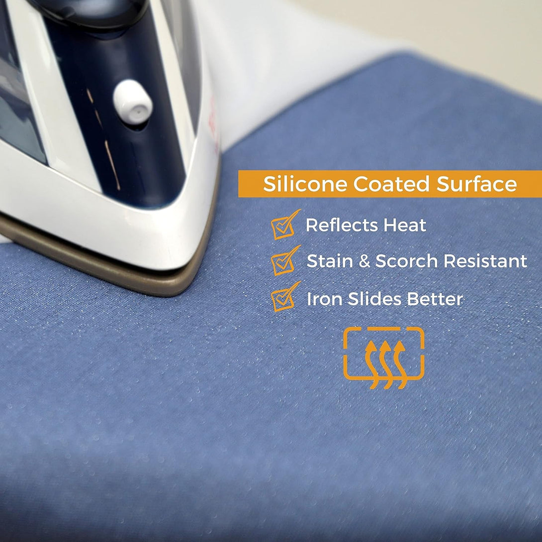 12.5 X 30 Inch Smart Table Top Ironing Board Cover and Pad with Standard Size, Fits Small, Mini Board, Easy Placement, Extra Thick Padding, Elastic Cord, Heat Resistance (12.5" X 30", Blue)