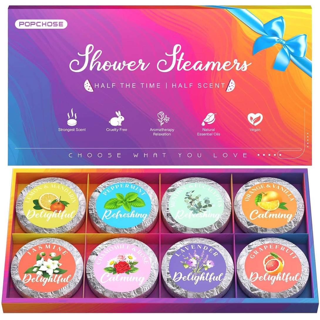 Shower Steamers Aromatherapy for Women - 8 Scents Bath Bombs with Gift Packing, Birthday Gifts for Women, Men, Dad, Grandma, Daughter, Self Care Shower Tablets, Stress Relief & Home Spa-Variety