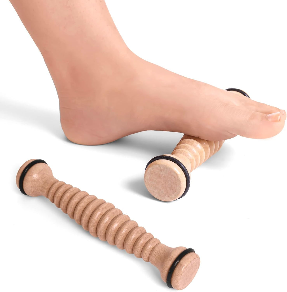 TOFL - Wooden Foot Massager - Natural Acupressure Reflexology Massage Roller for Relaxation and Stress Relief