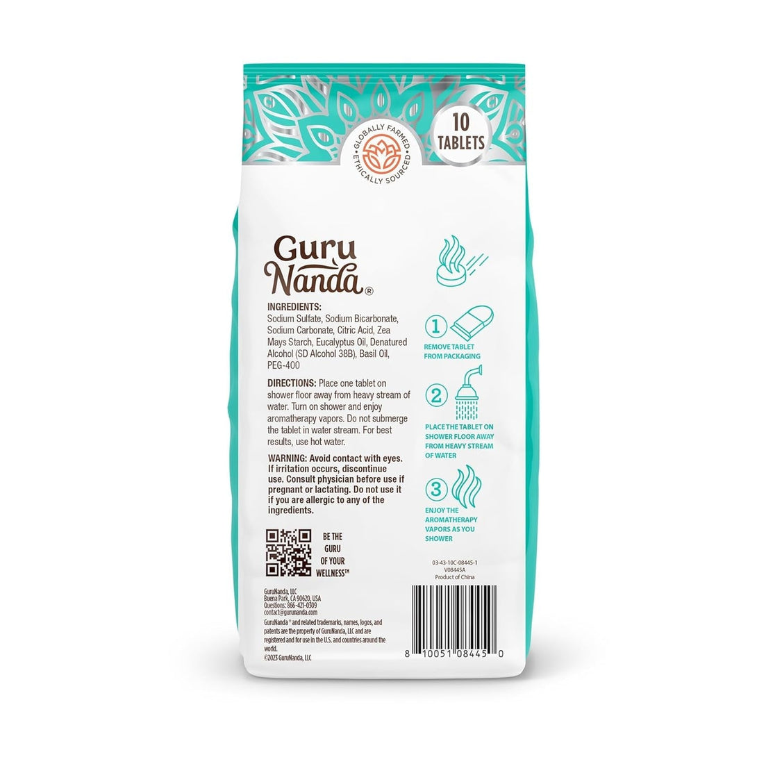 Gurunanda Breathe Shower Steamers for Aromatherapy 10 Pack, Relaxation Gifts for Women & Men with Essential Oils, Stress & Congestion Relief, Self Care