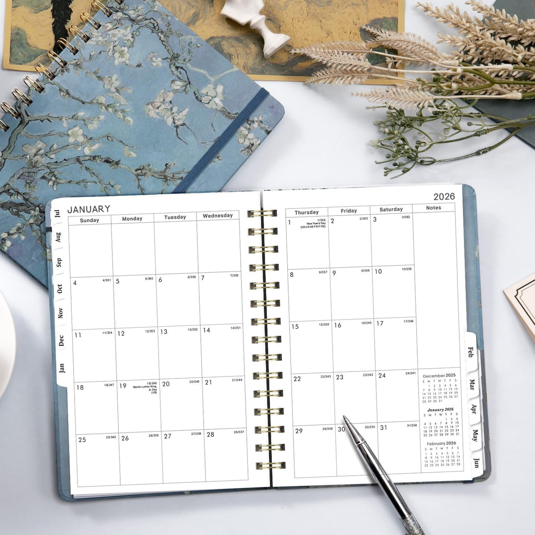 2025-2026 Planner – July 2025 - June 2026, Weekly & Monthly Planner, 8.5" X 6.4", Hardcover, Twin-Wire Binding, Monthly Tabs, Inner Pocket, Daily Organizer