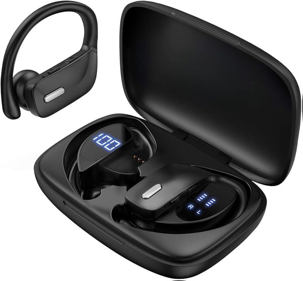 T16 Wireless Earbuds, Bluetooth Bluetooth Headphones 48Hrs Long Battery Life with LED Power Display In-Ear Earhooks Headphone Stereo Wireless Headphones Built-In Mic Headset for Workout Running Sport