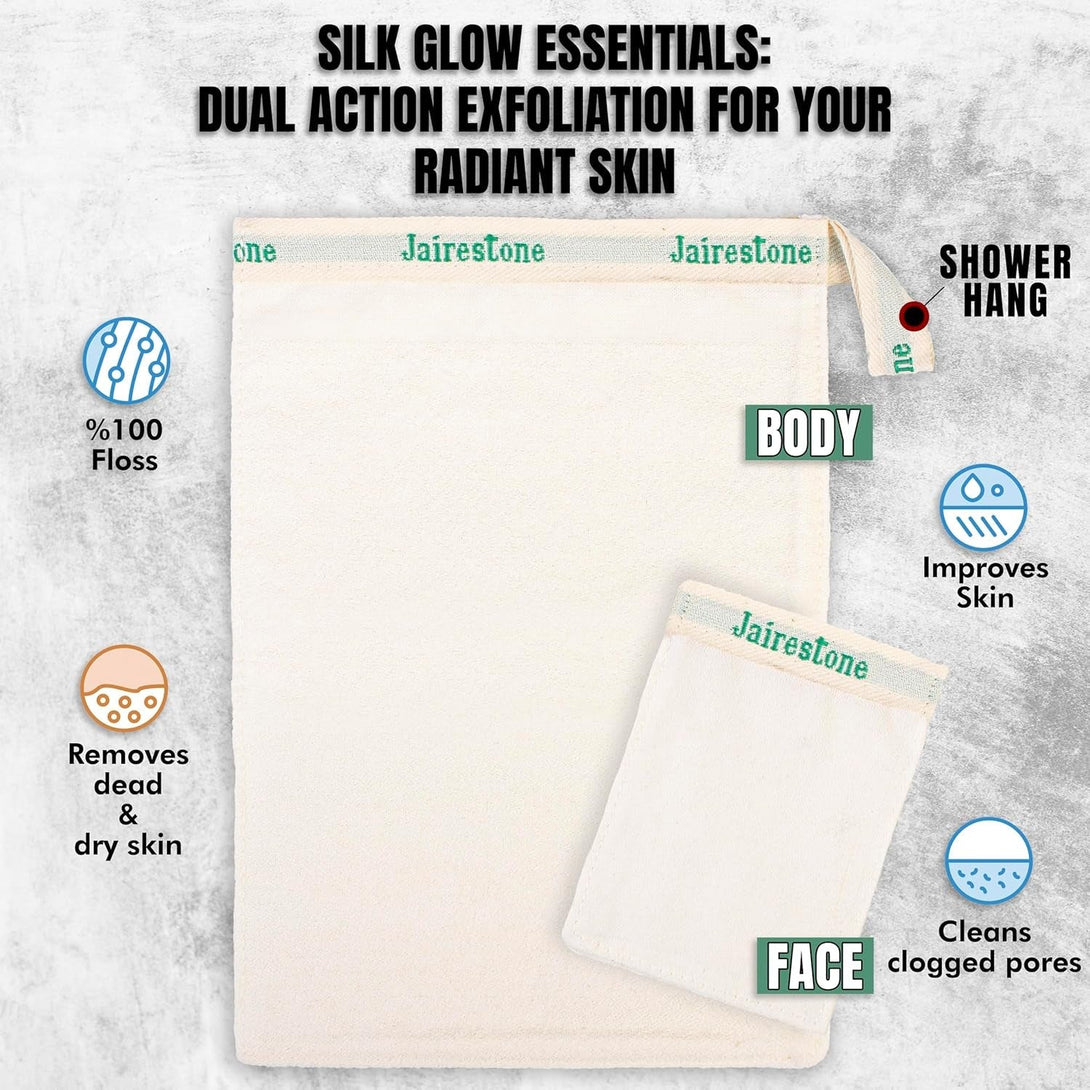 Exfoliating Mitt - Body Exfoliator Scrubber - Exfoliating Bath Mitt - Spray Tan & Keratosis Pilaris Remover- Lift Away Dead Skin - Turkish Hammam Glove Exfoliating Kese - Set of 2 Mitts