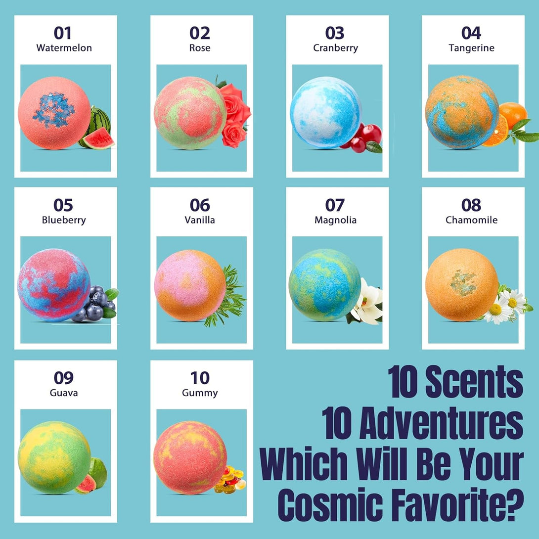 20 Pack Galaxy Bath Bombs for Kids with Space Explorer Toys, Cosmic Adventure Kids Bath Bombs with Astronauts, Rockets, Planets & Glow-In-The-Dark Aliens Inside,End-Of-School Year Gifts