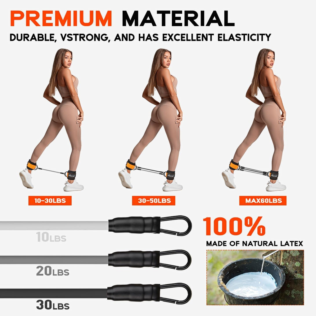 Ankle Resistance Bands, Ankle Bands for Working Out with Cuffs, Resistance Bands for Leg Butt Training Workout Equipment for Kickbacks Hip Gluteus Training Exercises, Ankle Strap with Exercise Bands