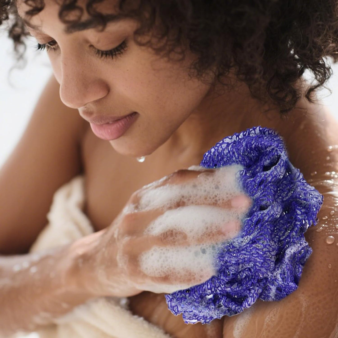 Yiclick African Net Sponge Authentic with Knots 2 Pack - Exfoliating Body Scrubber, Exfoliating Washcloth Towel, Knotted Rags Wash Cloth Loofah Sponge for Body Scrub, Back Scrubber for Shower Bath