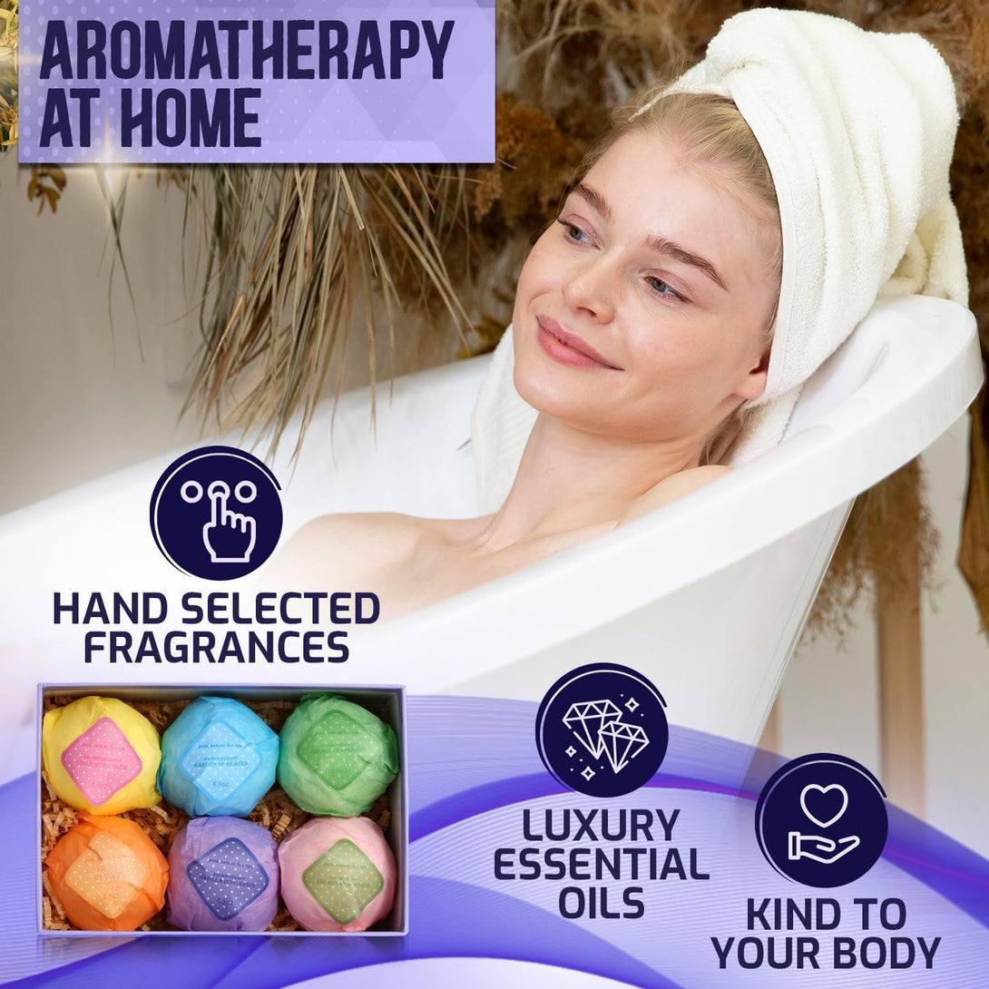 Bath Bombs Gift Set - Ultra Bubble XXL Fizzies (6 X 4.1 Oz) with Natural Dead Sea Salt Cocoa and Shea Essential Oils, the Best Birthday Gift Idea for Her/Him, Wife, Girlfriend, Women, Kids