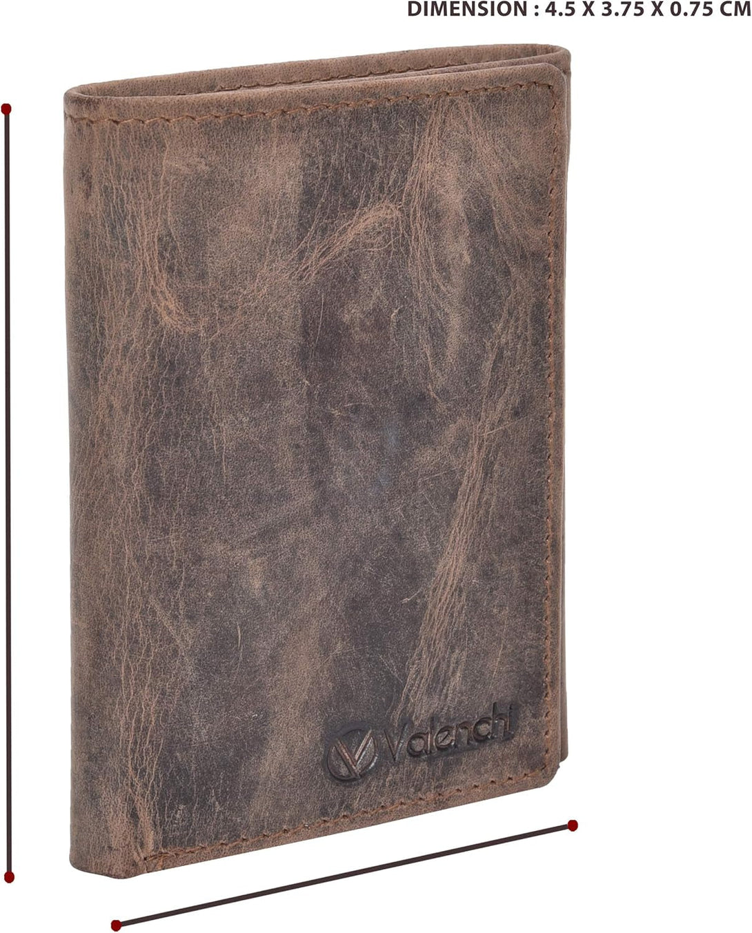 RFID Leather Trifold Wallet with 9 Card Slots,2 Note Pocket Coin Pocket & ID Window