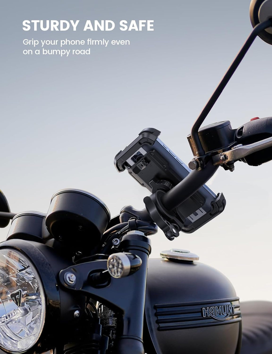 Lamicall Bike Phone Mount Holder - Motorcycle Phone Mount, Adjustable Cell Phone Holder, Bicycle Scooter Handlebar Cradle Clip for Iphone 16 Pro Max/Plus, Iphone 15 Plus, Iphone 14 and 4.7-6.8" Phone