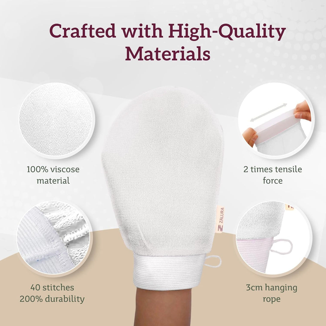 Exfoliating Glove - Skin Exfoliating Body Scrubber for Shower & Bath - 100% Viscose Plant Fibers - Deep Exfoliating Mitt & Scrubber for Women & Men, Spray Tan & Dead Skin Remover - 1-Glove