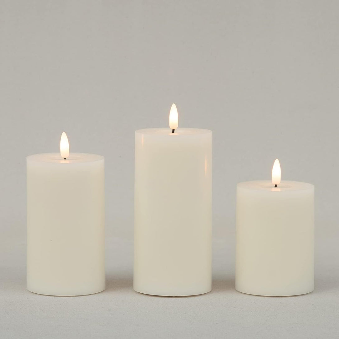 ANGELLOONG Flickering Flameless Candles with Remote, Real Wax Battery Operated Candles with Timer, Fake LED Pillar Candles for Wedding Holiday Farmhouse Home Decor, Ivory