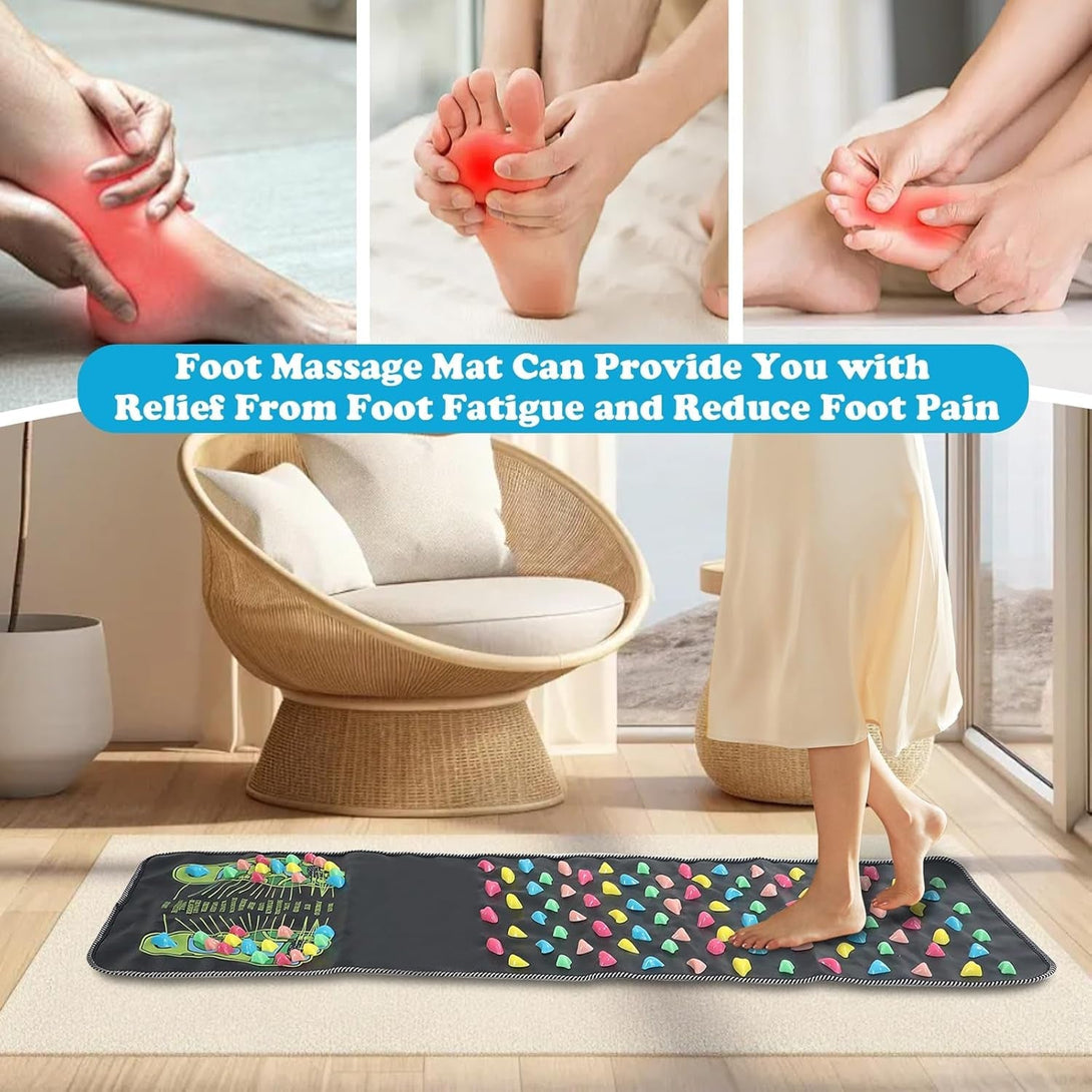 AQQHSAIN Foot Massage Mat Foot Acupressure Mat Acupressure Foot Pad for Relax Body Reflexology Walk Stone Foot Massage Mat for Long Sitting Elderly Students and Office Workers