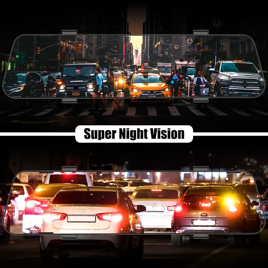 Mirror Dash Cam for Cars,4.5" Rear View Mirror 1080P Front and Rear View Dual Cameras,Super Night Vision,Parking Assistance,G-Sensor,24H Parking Monitor, Waterproof Backup Camera Free 32GB Card