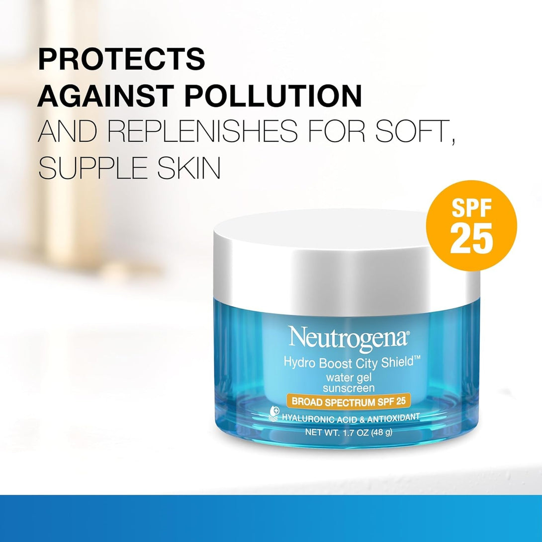 Neutrogena Hydro Boost Face Moisturizer with SPF 25, Hydrating Facial Sunscreen, Oil-Free and Non-Comedogenic Water Gel Face Lotion 1.7 Oz