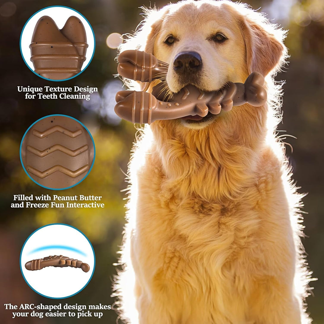 Dog Toys for Aggressive Chewers, Indestructible Toys for Large Dogs, Dog Chew Toys for Large Medium Small Breed, 3 Pack Super Chewer Toys with Tough Nylon, Gift for Dogs