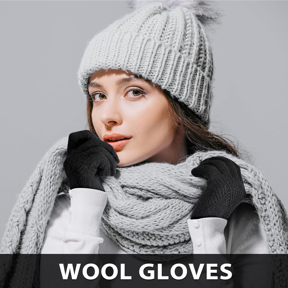 Tavaleu Women'S Winter Gloves - Warm Touch Screen Fleece Lined, Elastic Cuff Knit Gloves for Cold Weather