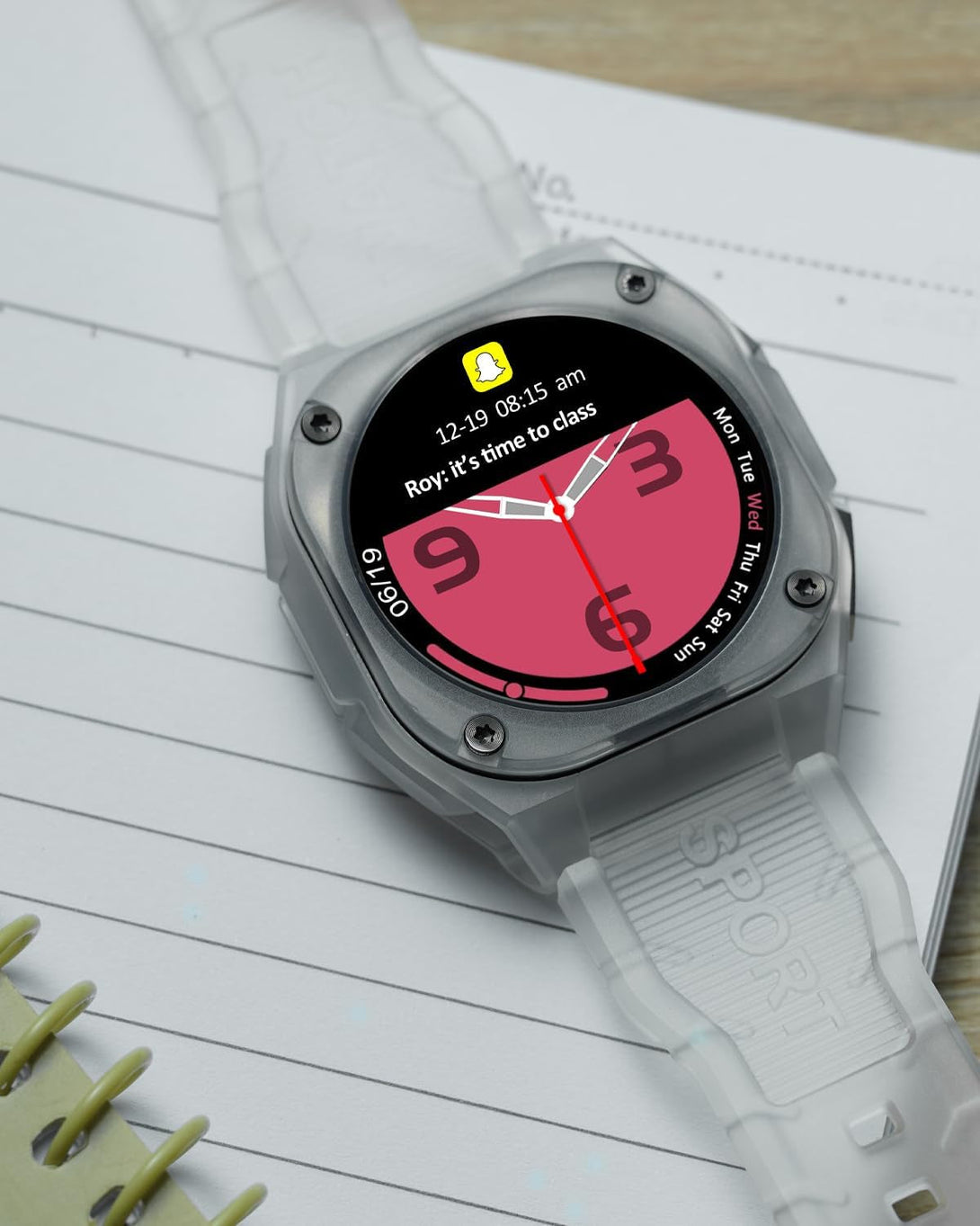 Easfone B3 Sport Smart Watch, 1.28" AMOLED Fitness Watch with Heart Rate/Sleep/Ip68 Waterproof/120+ Sports Modes, Pedometer, Sport Smart Watch for Android Ios (Transparent White)