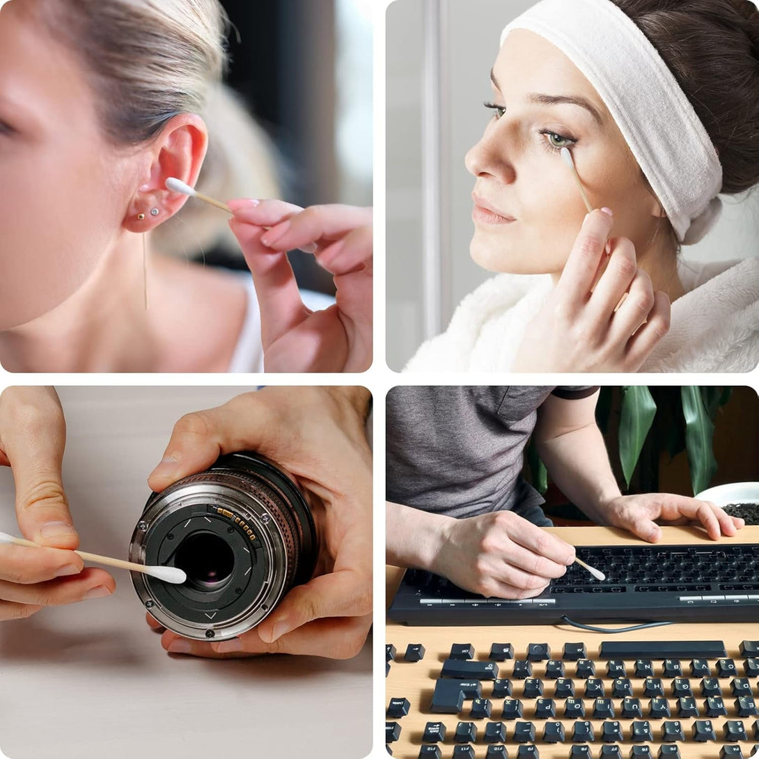 800 Count Bamboo Cotton Swabs - Natural Organic Cotton Buds with Double Tips, Hypoallergenic, Biodegradable Swabs for Ear Cleaning, Beauty & Personal Care, Makeup, Pet Care, Crafts